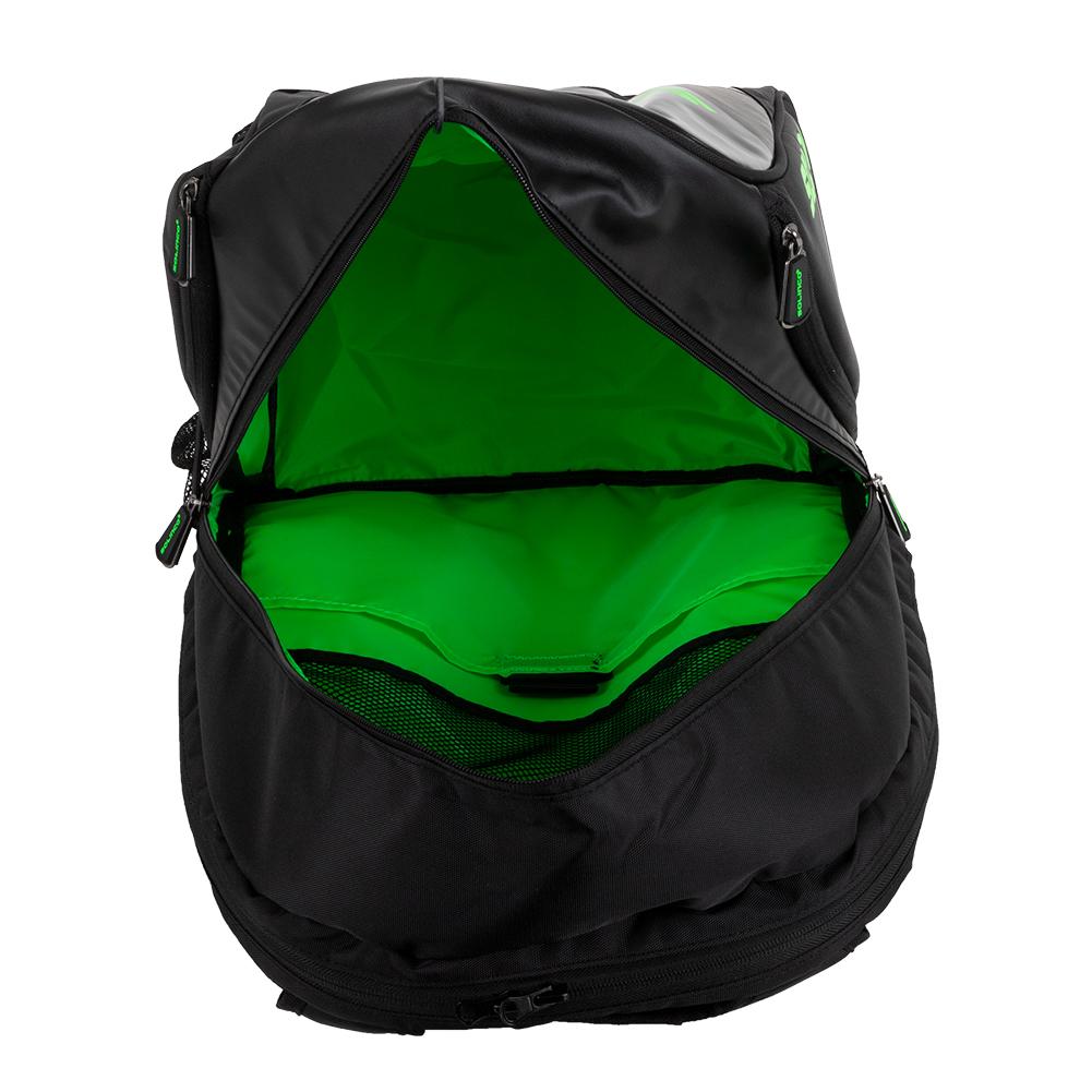 Solinco Tour Team Tennis Backpack Black and Neon Green | Tennis Express