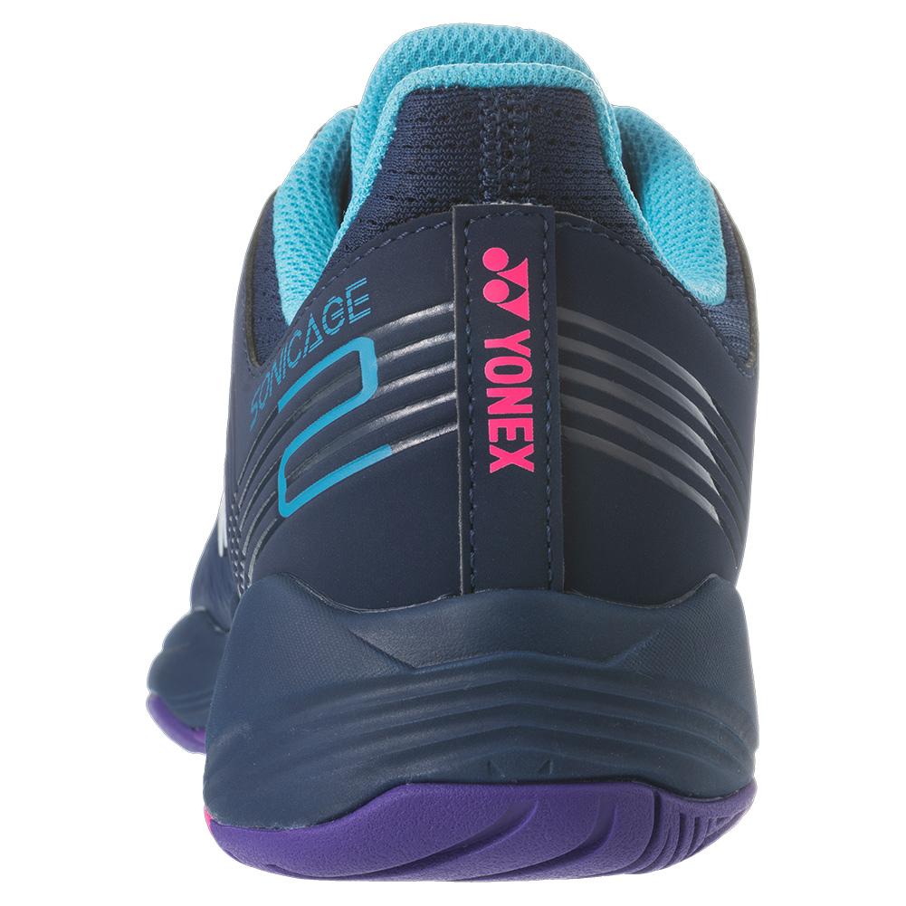Yonex Women`s Sonicage 2 Tennis Shoes Navy and Blue Purple