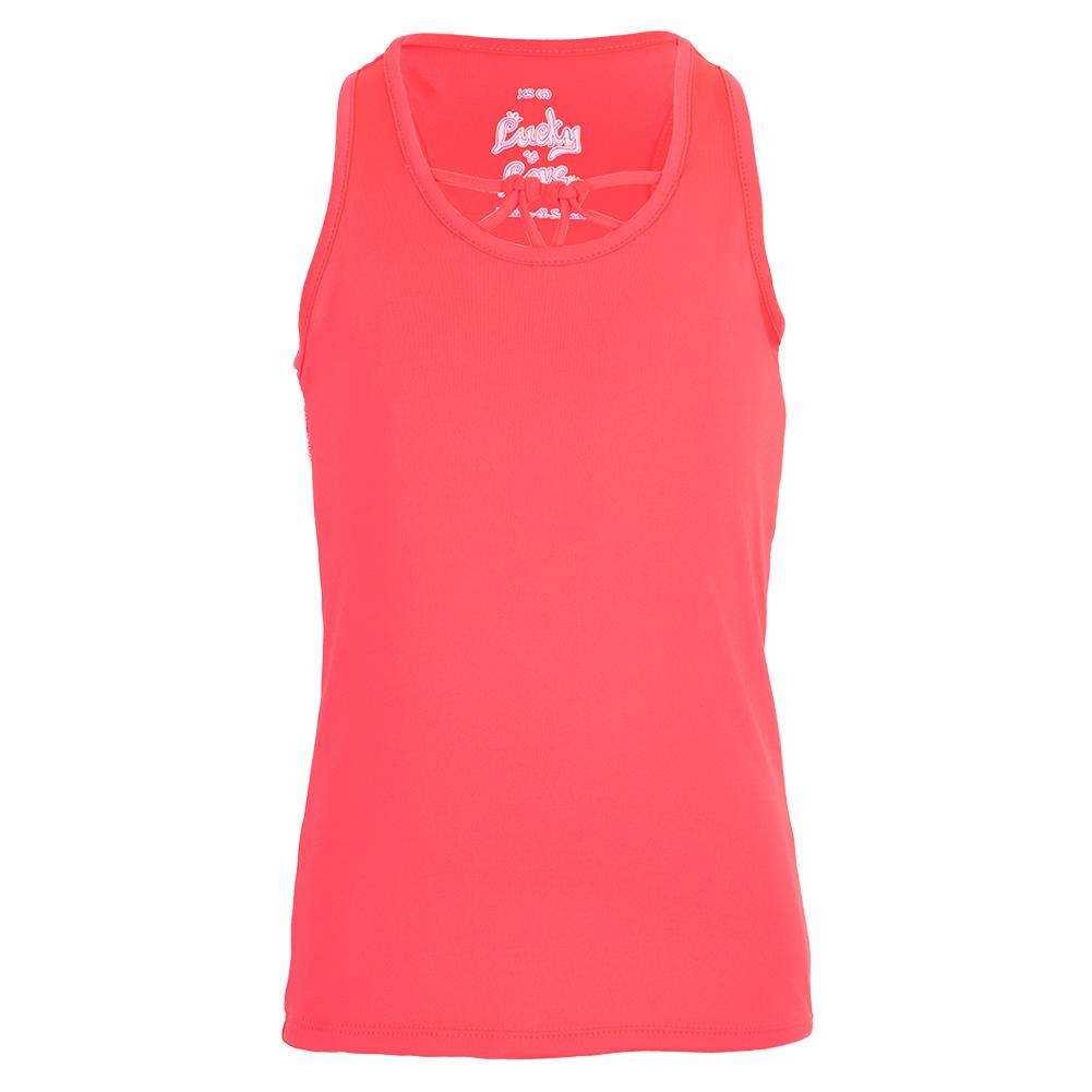 Lucky In Love Girls' Why Knot Tennis Tank in Coral Crush