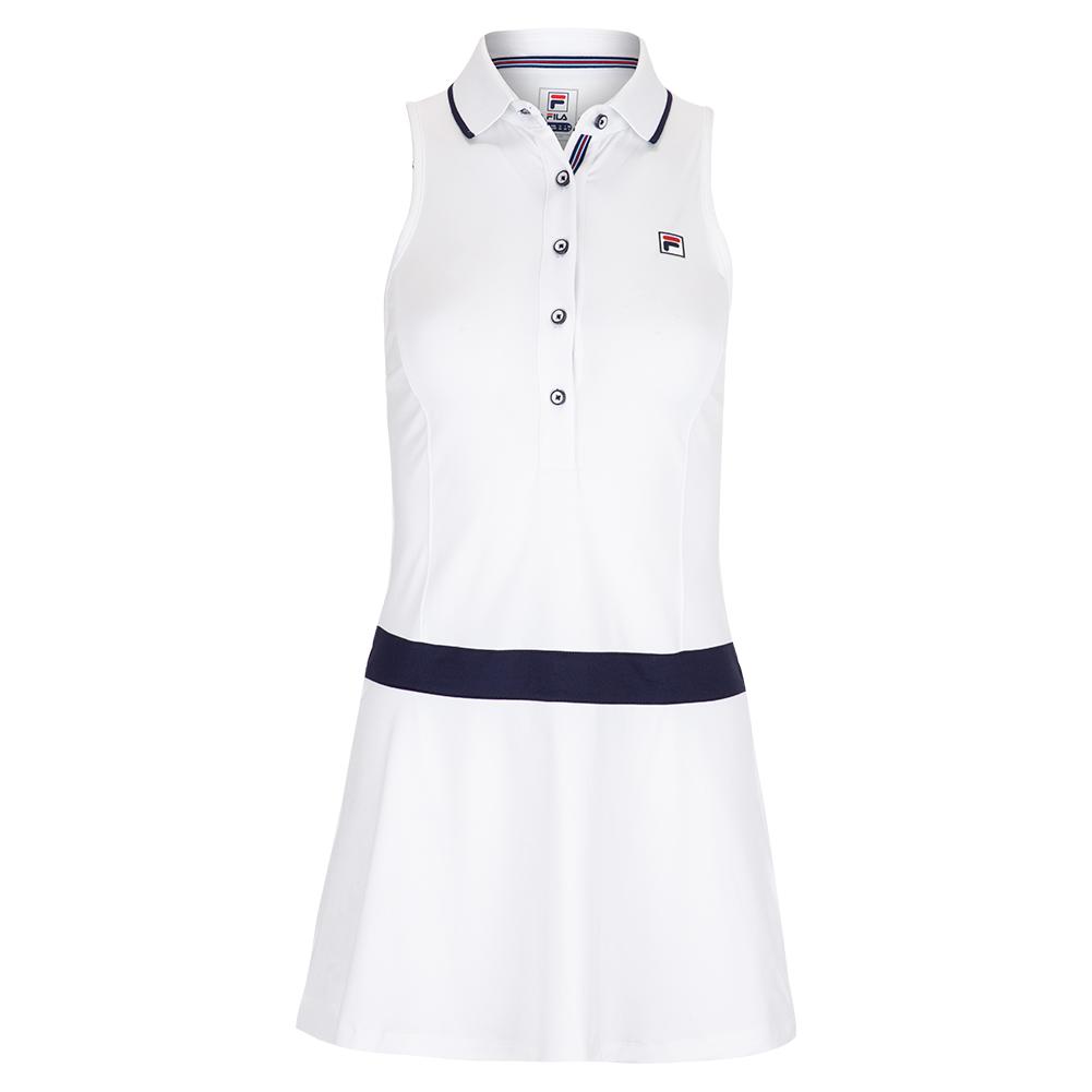 Fila Women's Polo Tennis Dress in White and Navy