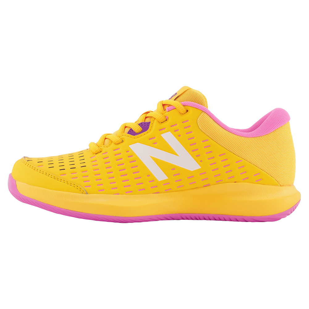 New Balance Women`s 696v4 B Width Tennis Shoes Vibrant Apricot and White