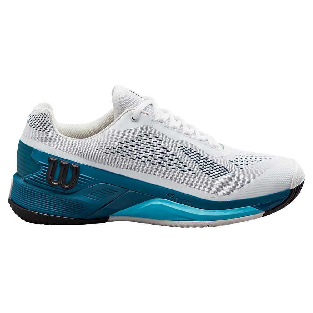 Wilson Men`s Rush Pro 4.0 Tennis Shoes White and Blue Coral